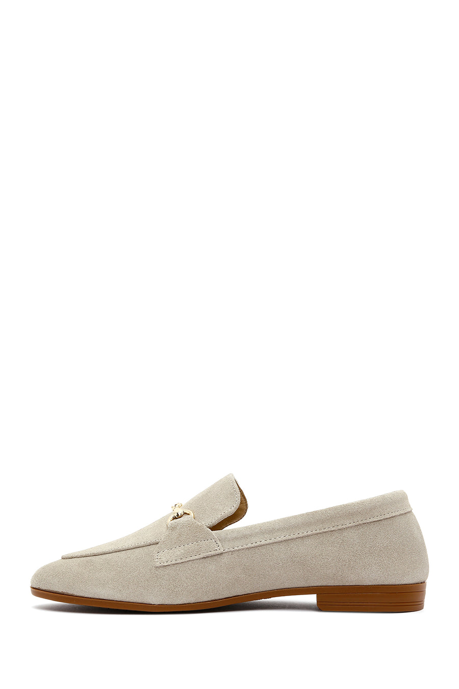 Women's Beige Suede Leather Masculine Loafer