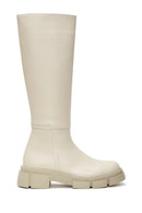 Women's Beige Zippered Leather Boots | Derimod