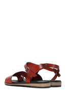 Women's Red Ankle Strap Leather Bodrum Sandals | Derimod