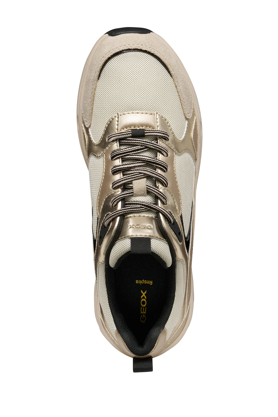 Geox Kadın Bej D Zarvıa A - Mesh+Pearl.Gbk Bağcıklı Kalın Tabanlı Deri Sneaker