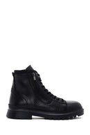 Men's Black Leather Zippered Casual Boots | Derimod