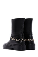 Women's Black Leather Chain Boots | Derimod