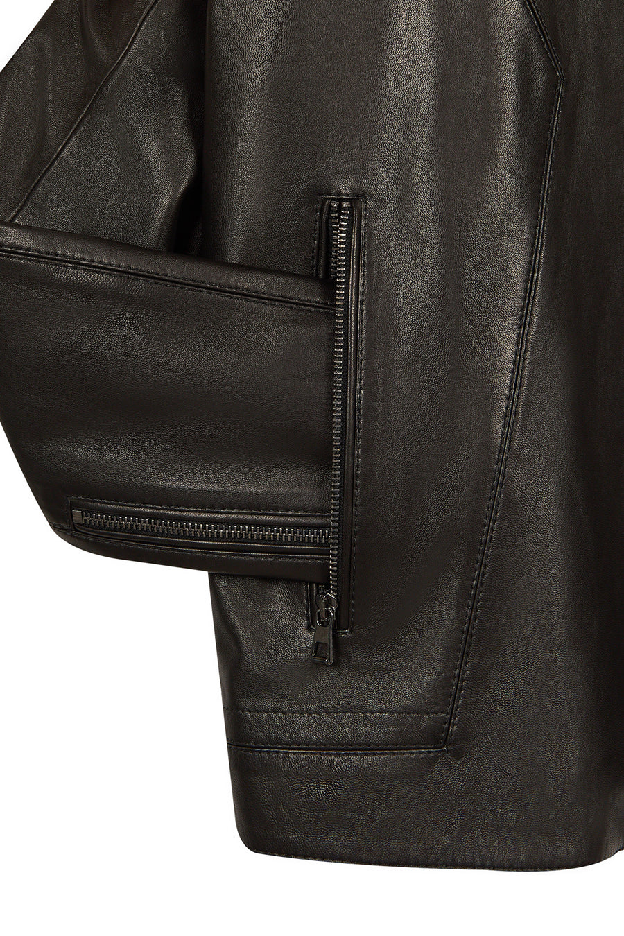 Musiala Male Black Slim-Fit Leather Jacket