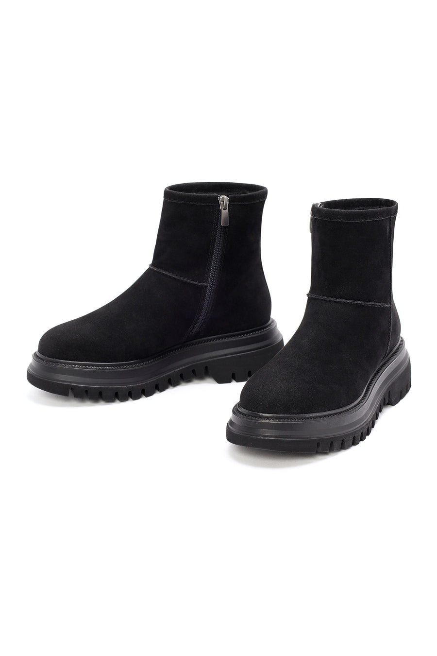 Women's Black Zippered Suede Boots