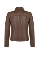 Lucy Woman Gray Double-Sided Leather Suede Jacket | Derimod