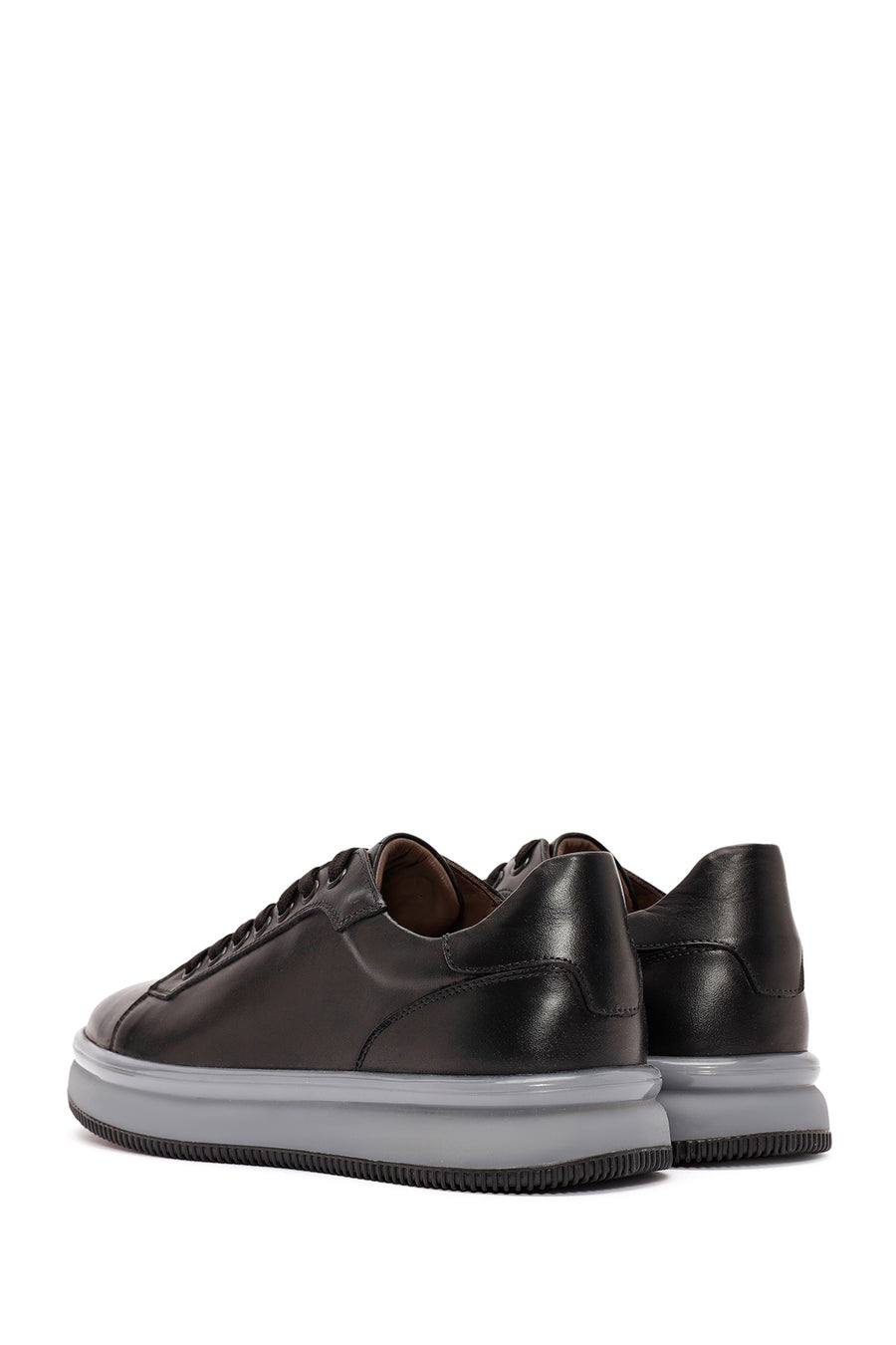 Men's Black Lace-up Leather Sneaker