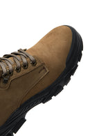 Men's Beige Nubuck Leather Casual Zippered Boots | Derimod