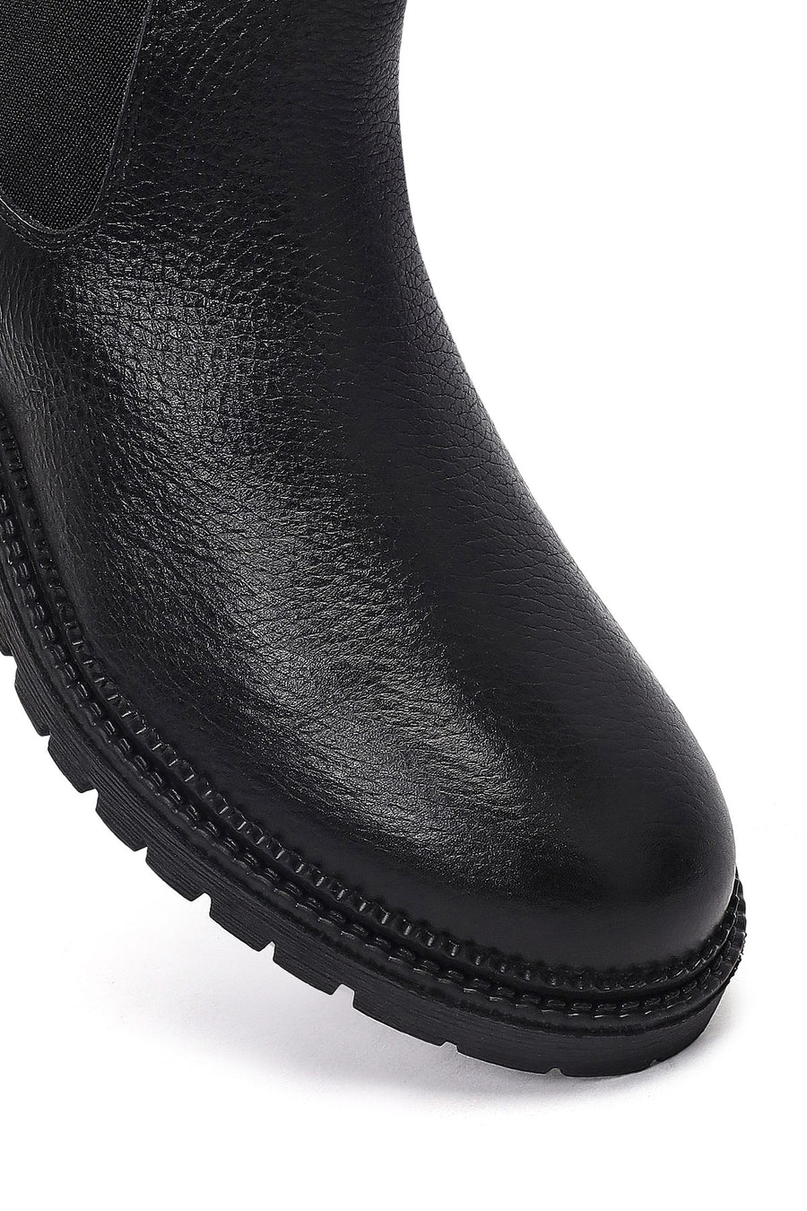 Woman Black Leather Chelsea Boots