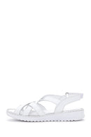 Women's White Leather Comfort Sandals | Derimod