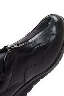 Women's Black Leather Wedge Heeled Comfort Shoes | Derimod