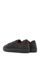 Men's Grey Lace-Up Thick-Sole Suede Leather Sneakers | Derimod
