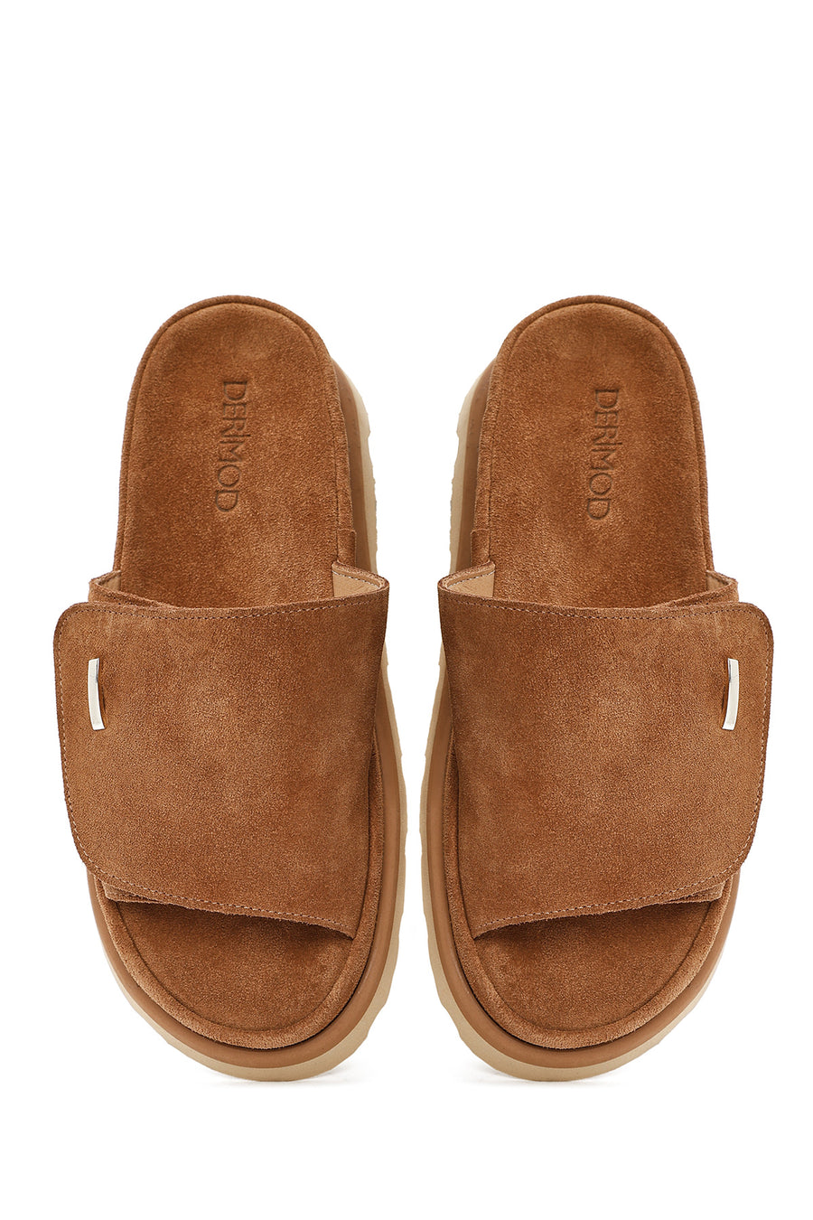 Women's Tan Suede Leather Slippers