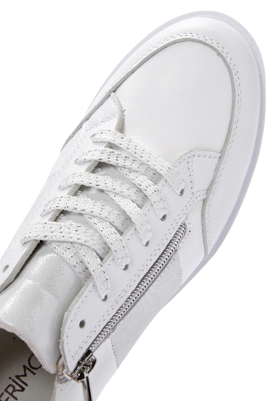 Women's White Thick Soled Leather Sneaker
