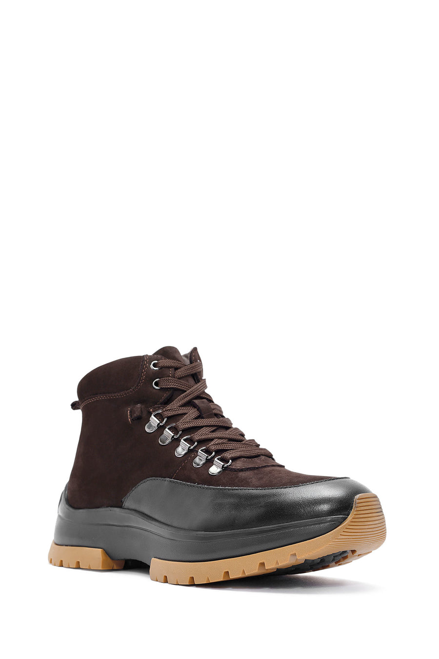 Men's Brown Lace-Up Leather Casual Boots