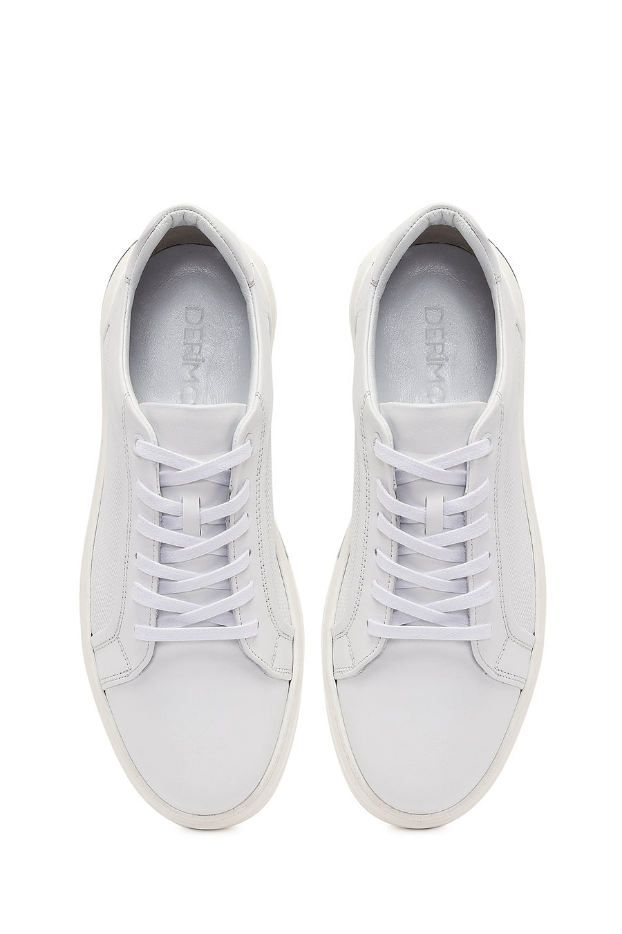 Male White Lace-Up Leather Sneaker