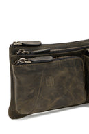 Men's Khaki Leather Waist Bag | Derimod