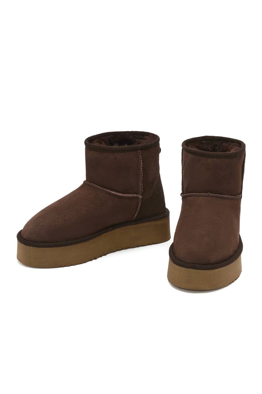 Women's Brown Thick Sole Suede Leather Boots