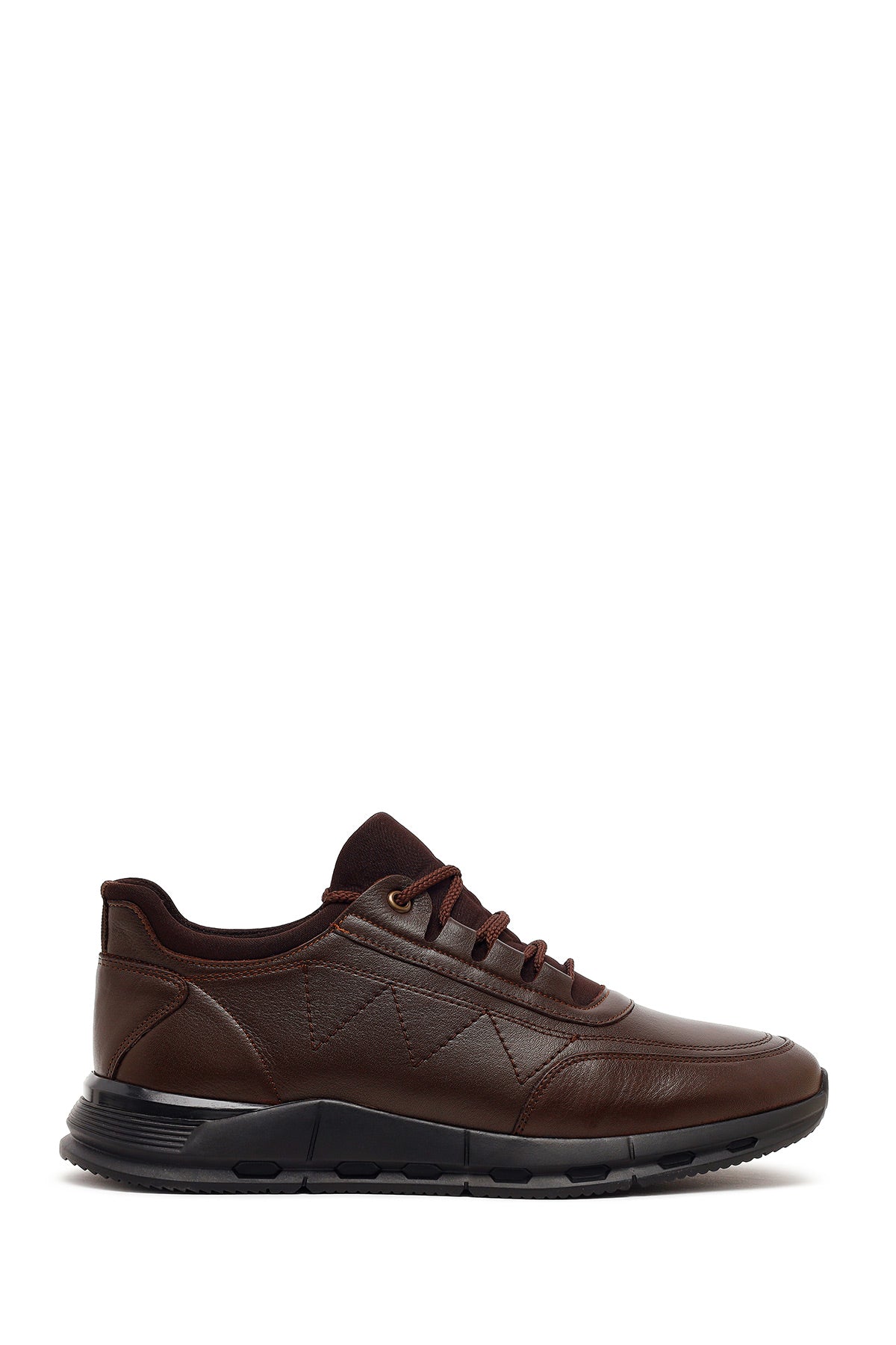 Erkek Kahverengi Bağcıklı Kalın Tabanlı Deri Casual Sneaker WM828005DV | Derimod