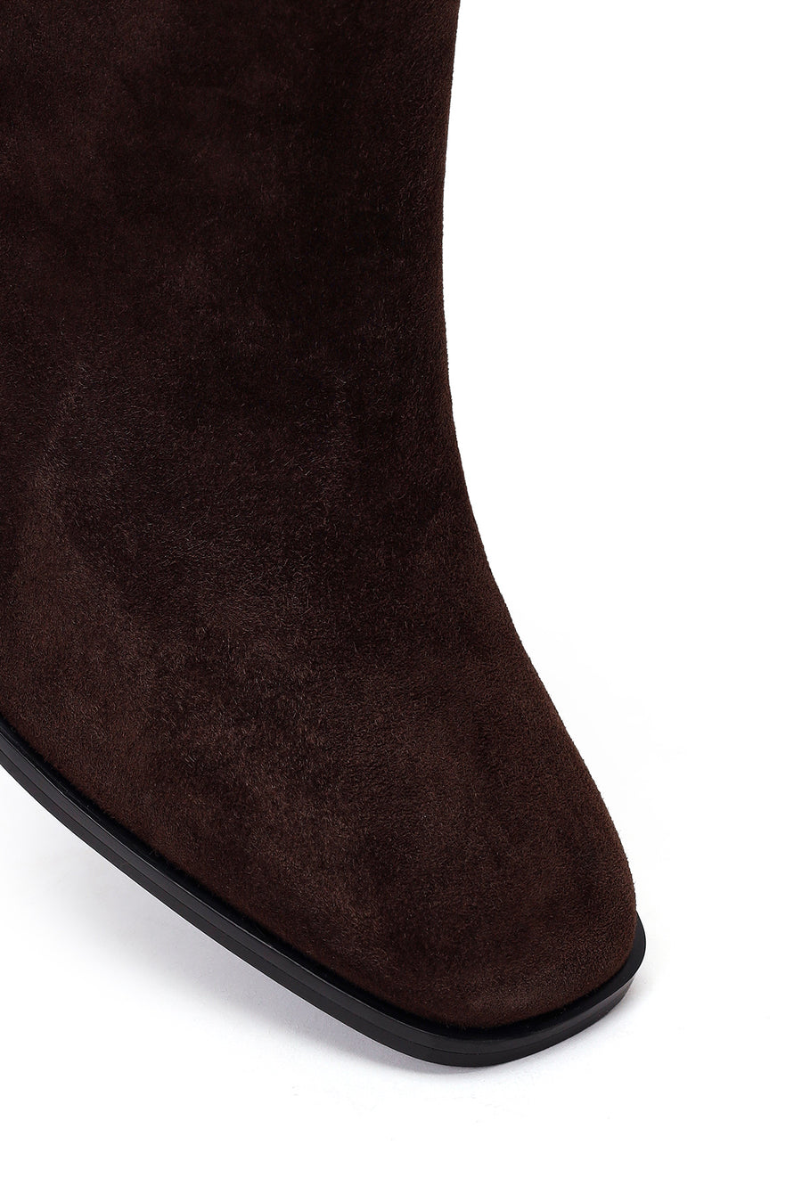 Woman Brown Zip Closure Chunky Heeled Suede Boots