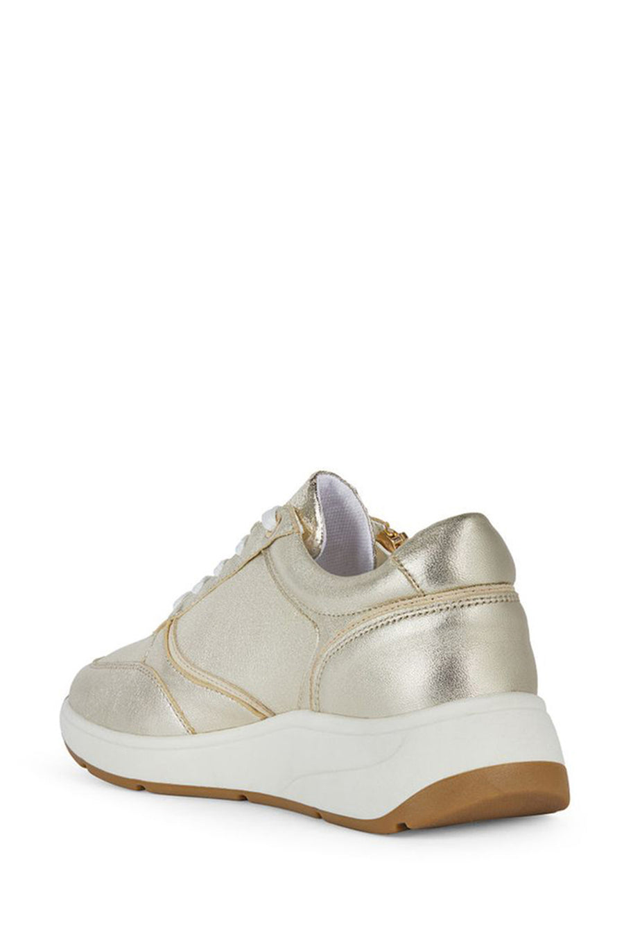 Geox Kadın Bej Cristael Bağcıklı Metalik Deri Sneaker
