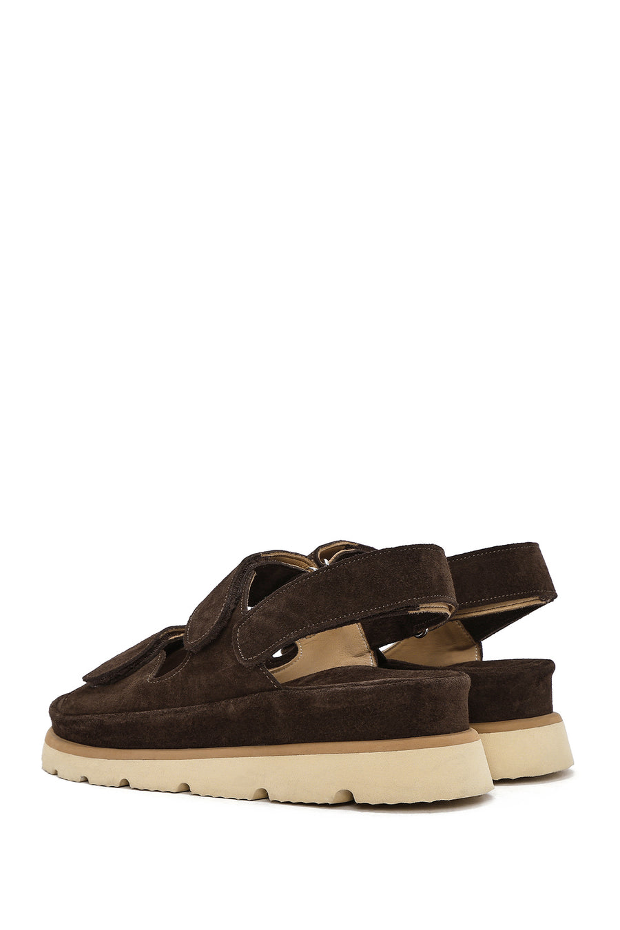 Women's Brown Double Strap Suede Leather Sandals