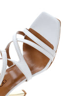 Women's White Leather High Heel Sandals | Derimod