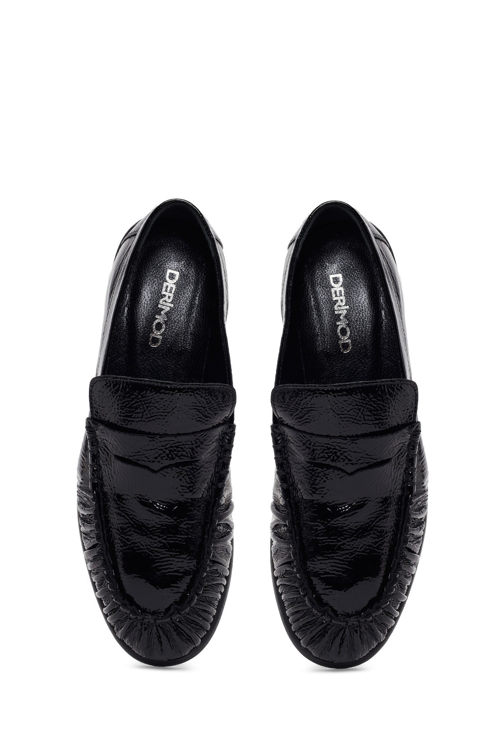 Kadın Siyah Deri Maskülen Loafer