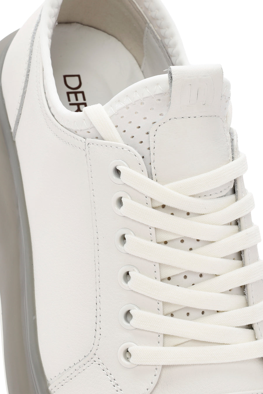 Men's White Thick Sole Lace Up Leather Sneaker