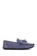 Men's Blue Suede Leather Tasseled Sports Loafer | Derimod