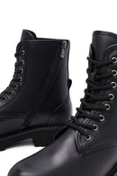 Woman Black Zippered Leather Postal Boots | Derimod