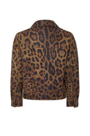 Valenza Women's Brown Leopard Patterned Leather Jacket | Derimod