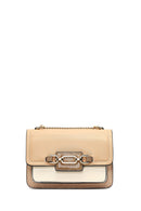 Women's Beige Long Chain Strap Classic Shoulder Bag | Derimod