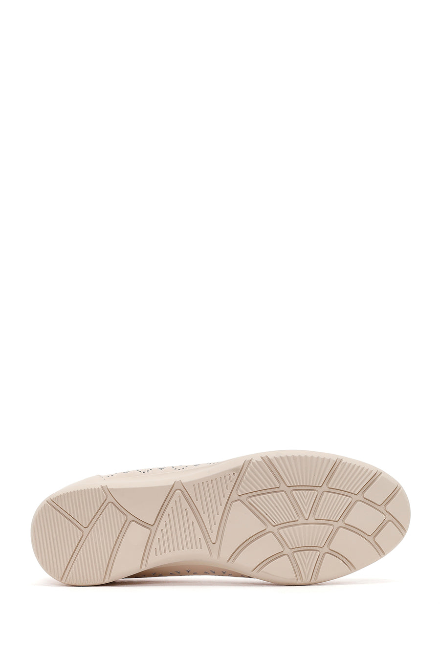 Women's Cream Patterned Leather Ballet Flats
