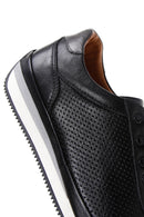 Men's Black Leather Printed Sneaker | Derimod