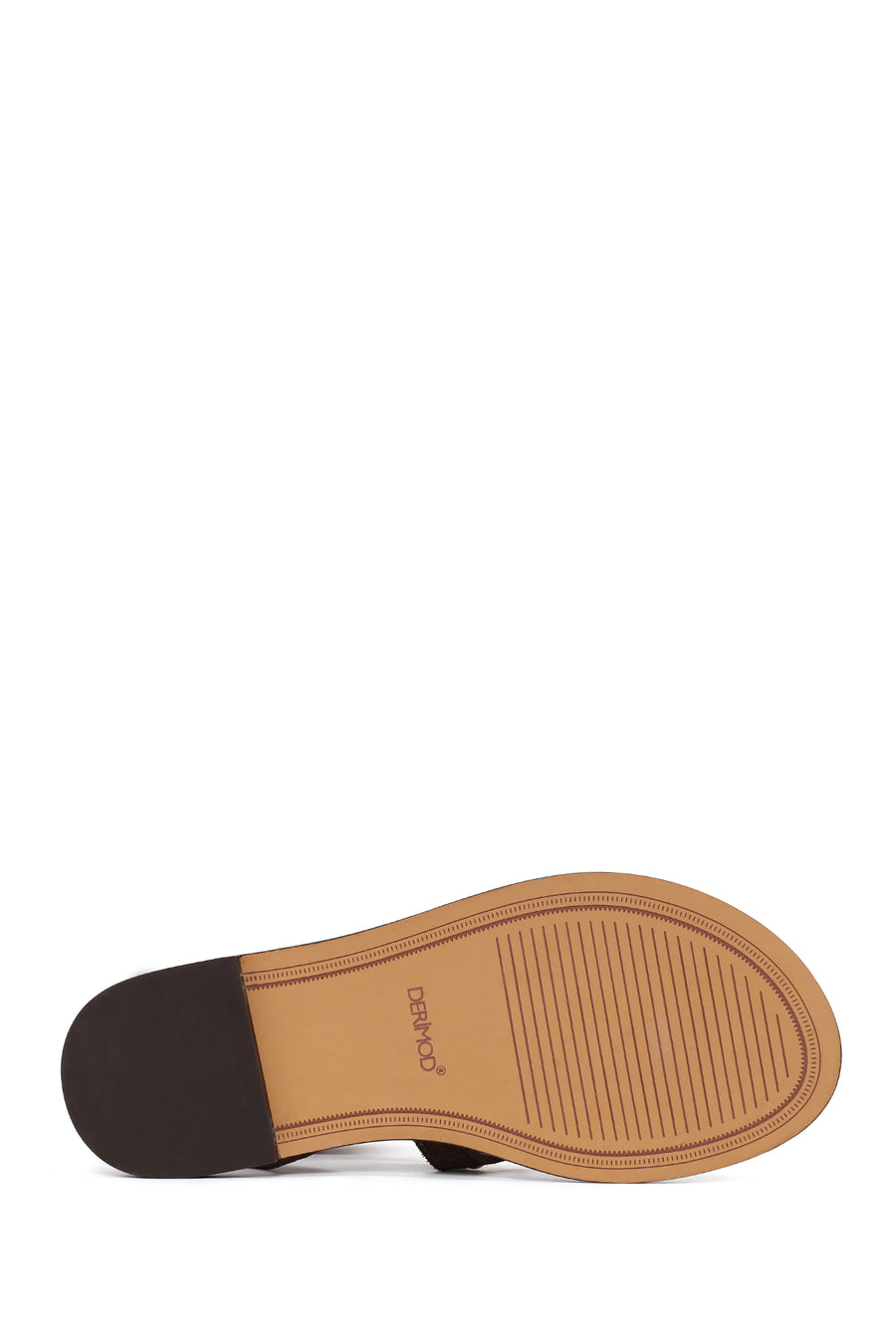 Woman Brown Embellished Toe-Post Suede Leather Sandals