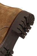 Women's Tan Zippered Thick-Soled Suede Leather Ankle Boots | Derimod