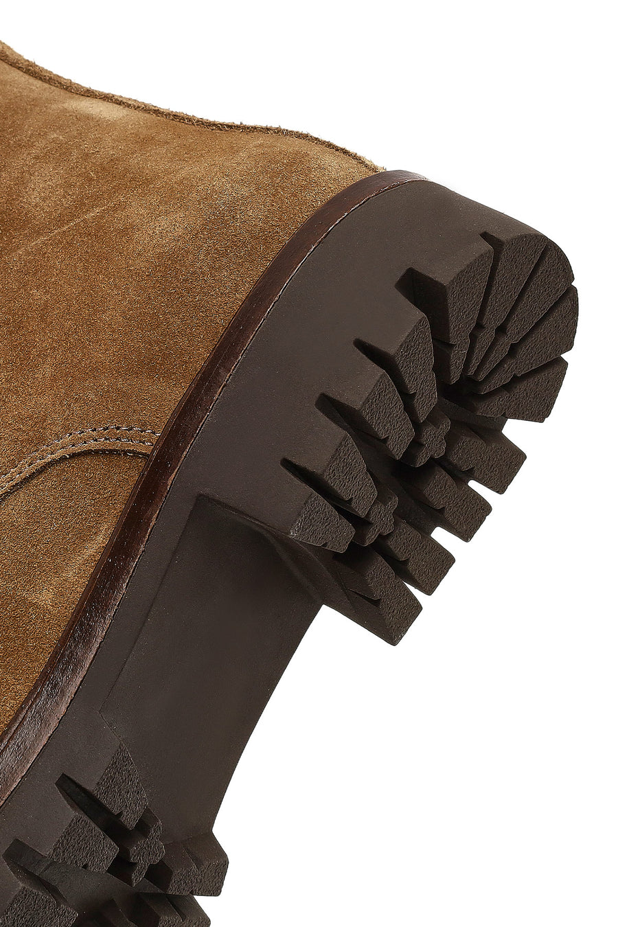 Women's Tan Zippered Thick-Soled Suede Leather Ankle Boots
