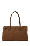 Woman Camel Charm Suede Shoulder Bag | Derimod