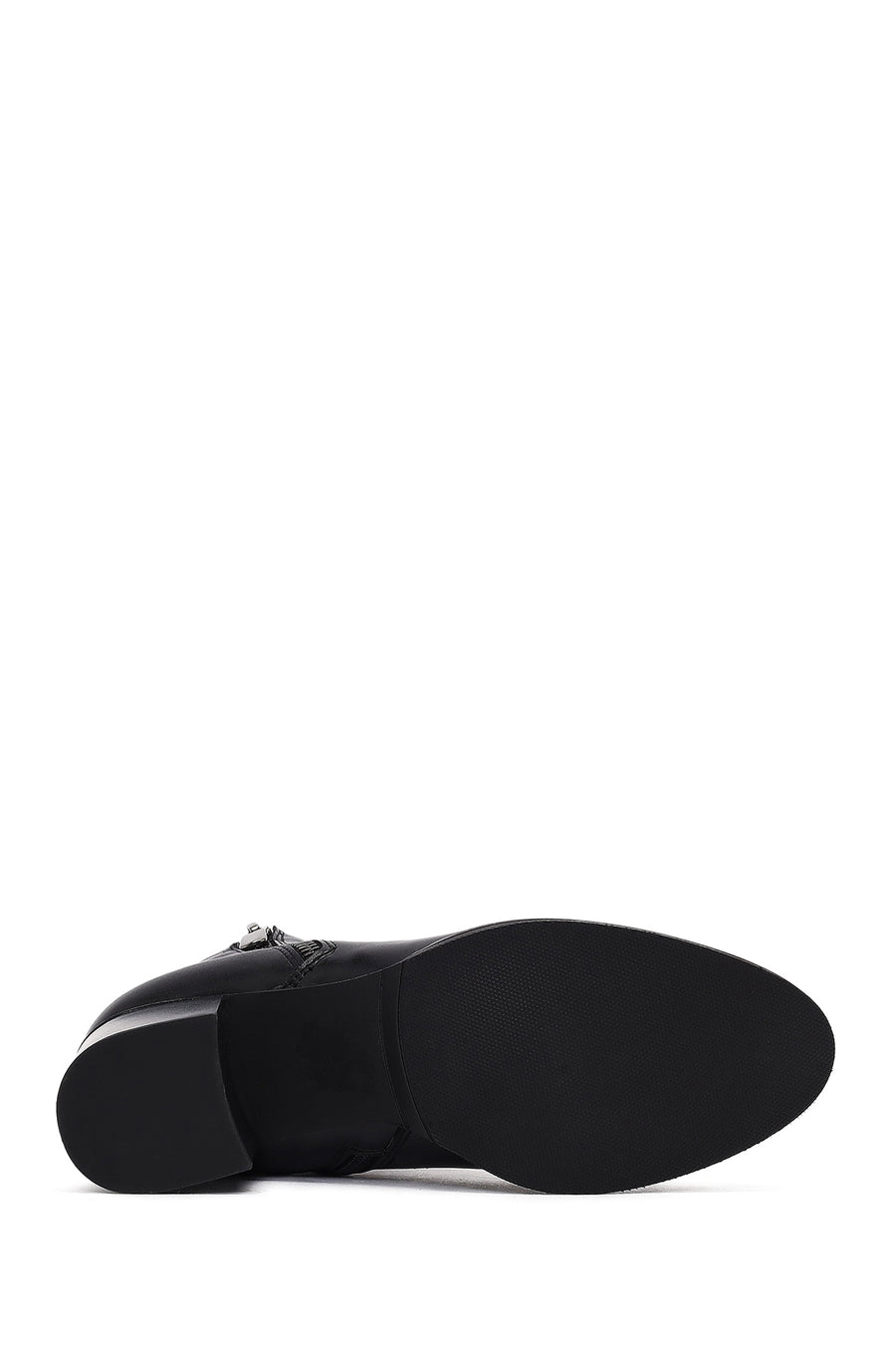 Woman Black Zip Closure Chunky-Heeled Boots