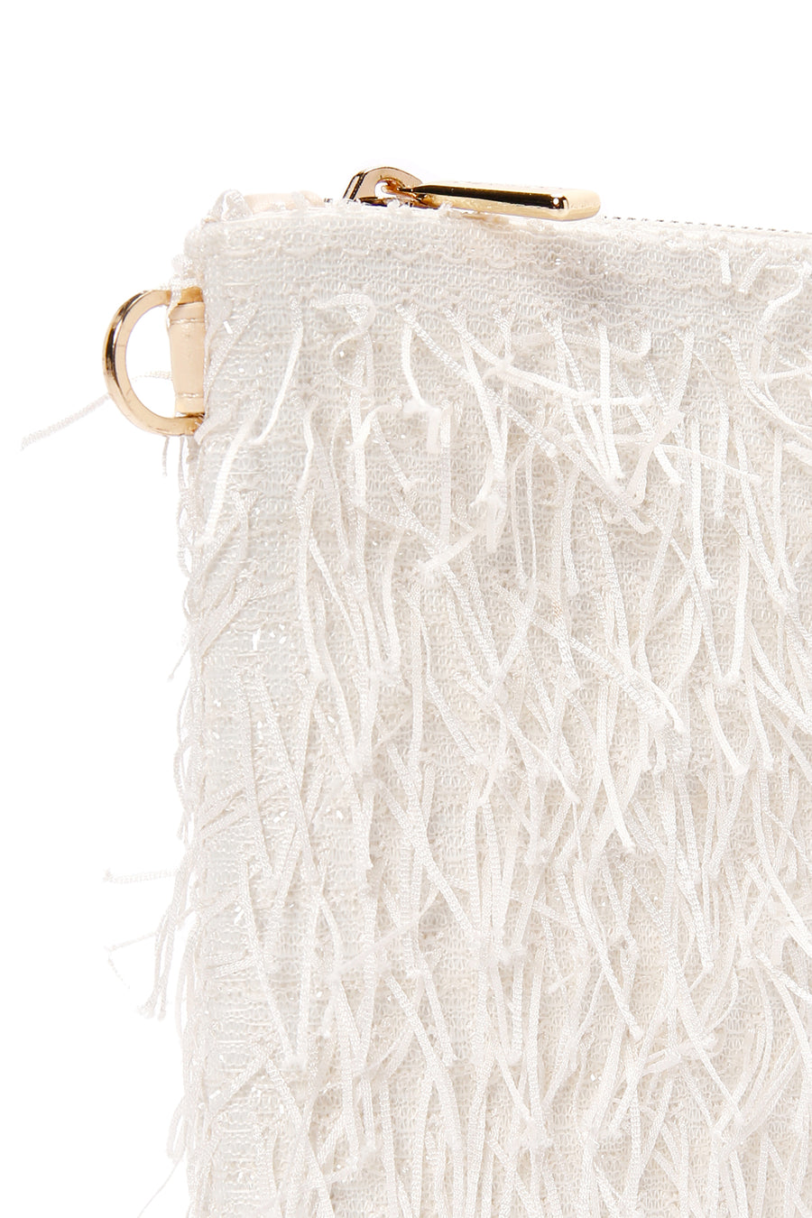 Women's White Long Chain Strap Clutch Bag