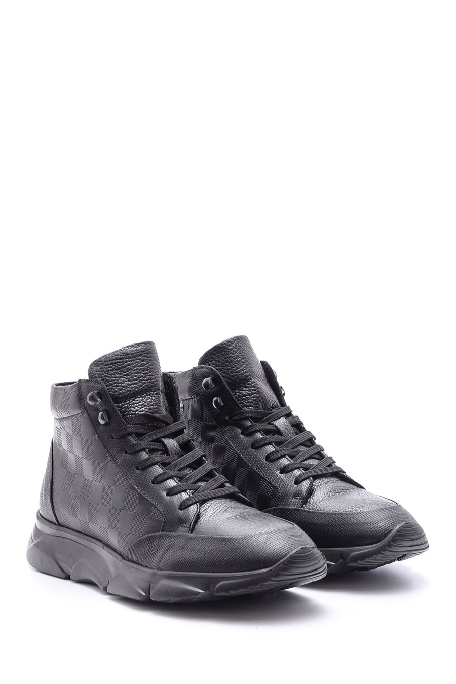Men's Checkered Leather Boot Sneaker
