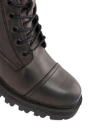 Men's Anthracite Lace-Up Zipper Detailed Leather Casual Boots | Derimod