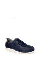 Male Navy Lace-up Leather Casual Sneaker | Derimod