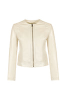 Adela Woman White Short Leather Jacket | Derimod