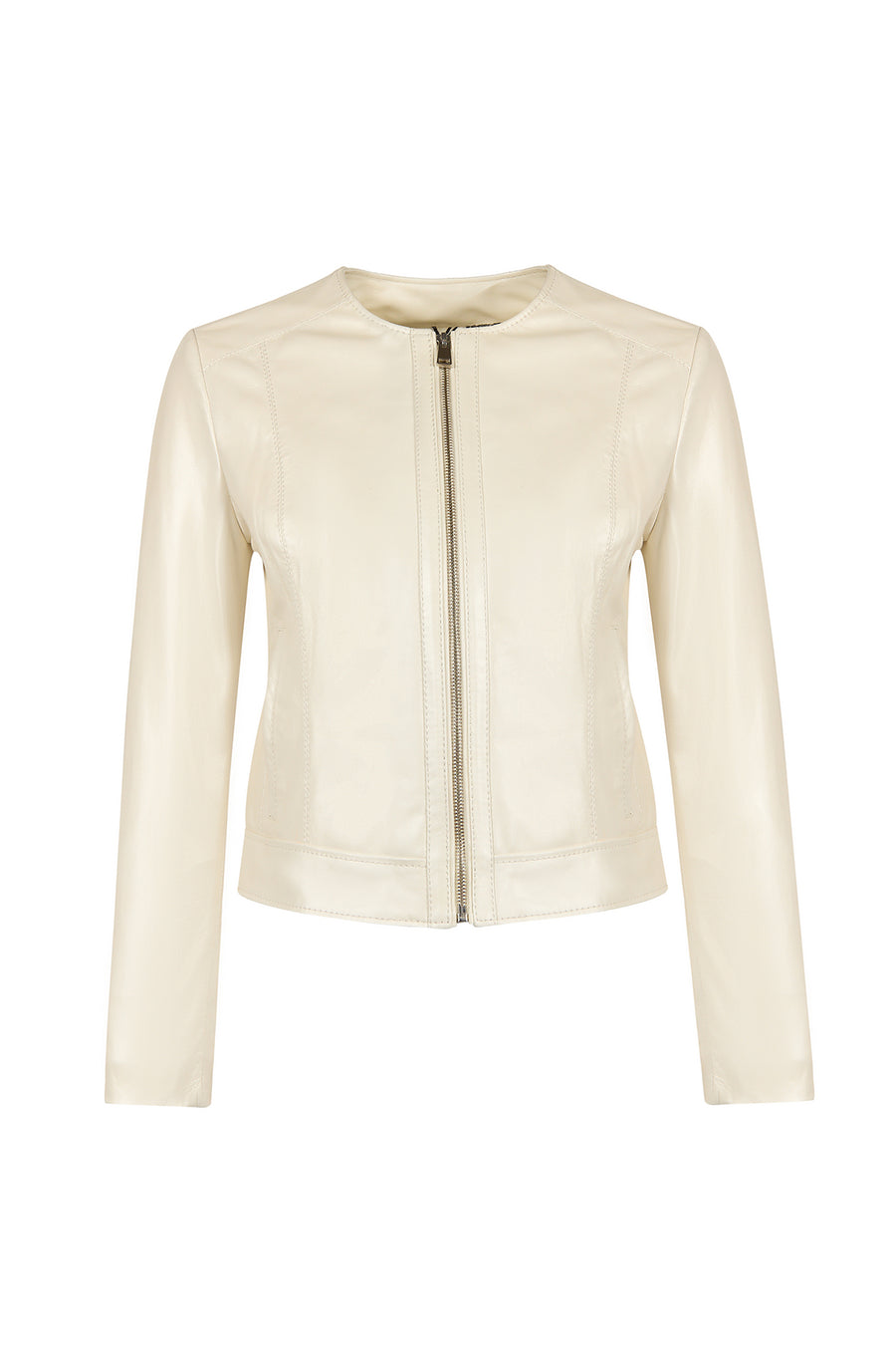 Adela Woman White Short Leather Jacket