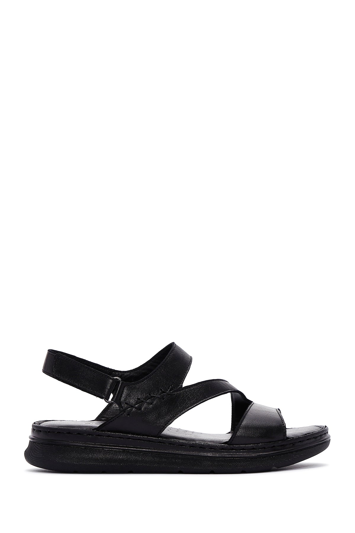 Women's Black Ankle Strap Leather Comfort Sandals 24SFD300218 | Derimod