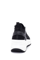Women's Black Thick Soled Fabric Sneaker | Derimod