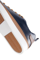 Men's Navy Blue Leather Sneaker | Derimod