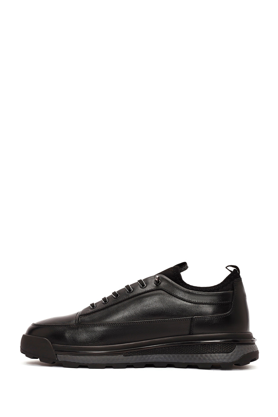 Men's Black Lace-up Leather Sneaker