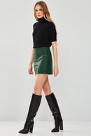 Lulu Women's Green Leather Skirt | Derimod